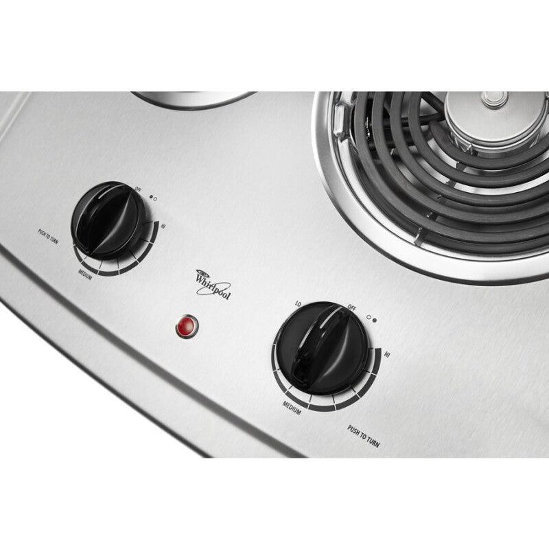 Whirlpool 21-inch Electric Cooktop with Stainless Steel Surface - Black-on-Stainless (RCS2012RS)