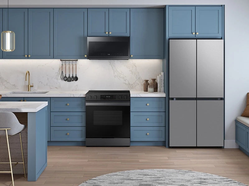 Samsung Bespoke 23 cu. ft. Counter Depth 4-Door Flex™ Refrigerator with Beverage Center™ & Customizable Door Panels in Stainless Steel - Other (RF23DB9600QLAA)