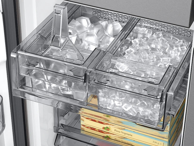 Samsung Bespoke 23 cu. ft. Counter Depth 4-Door Flex™ Refrigerator with Beverage Center™ & Customizable Door Panels in Stainless Steel - Other (RF23DB9600QLAA)