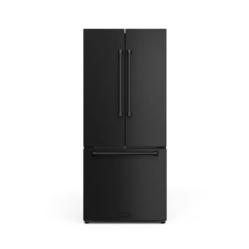 THOR KITCHEN 30 Inch 17.5 Cu Ft French Door Counter Depth Refrigerator With Ice Maker In Black Gordon Ramsay Series - Black (RF3017FFD00)