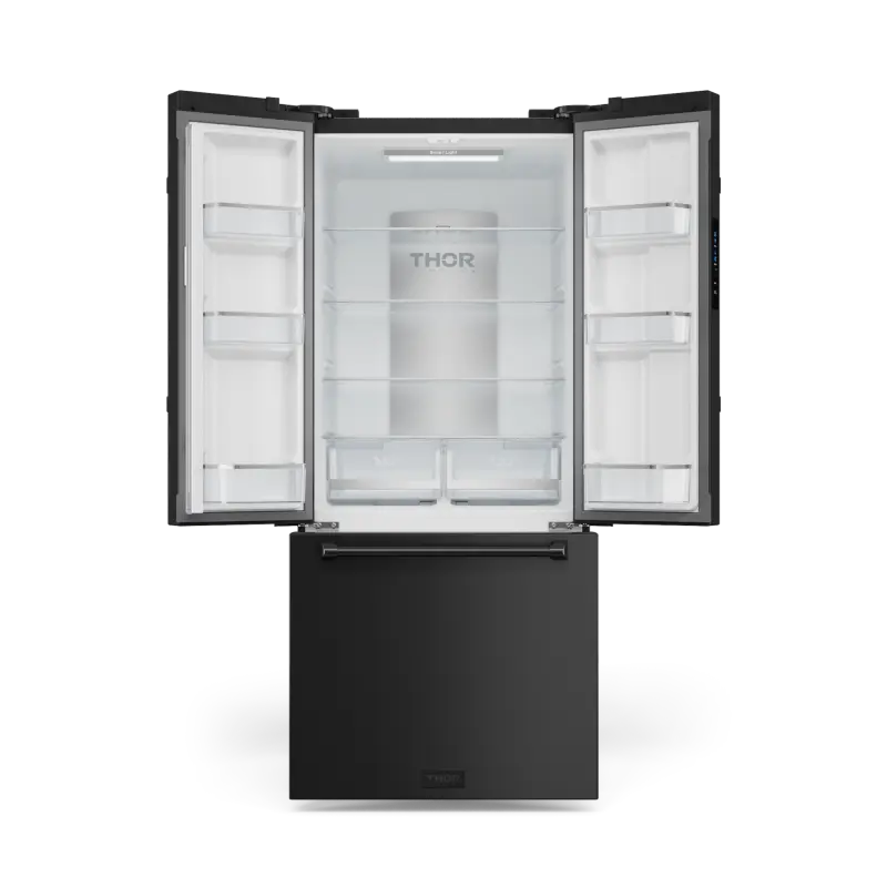 THOR KITCHEN 30 Inch 17.5 Cu Ft French Door Counter Depth Refrigerator With Ice Maker In Black Gordon Ramsay Series - Black (RF3017FFD00)
