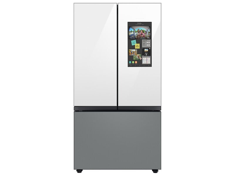 Samsung Bespoke 3-Door French Door Refrigerator (30 cu. ft.) ? with Top Left and Family Hub™ Panel in White Glass - and Matte Grey Glass Bottom Door Panel - Other (RF30BB69006MAA)