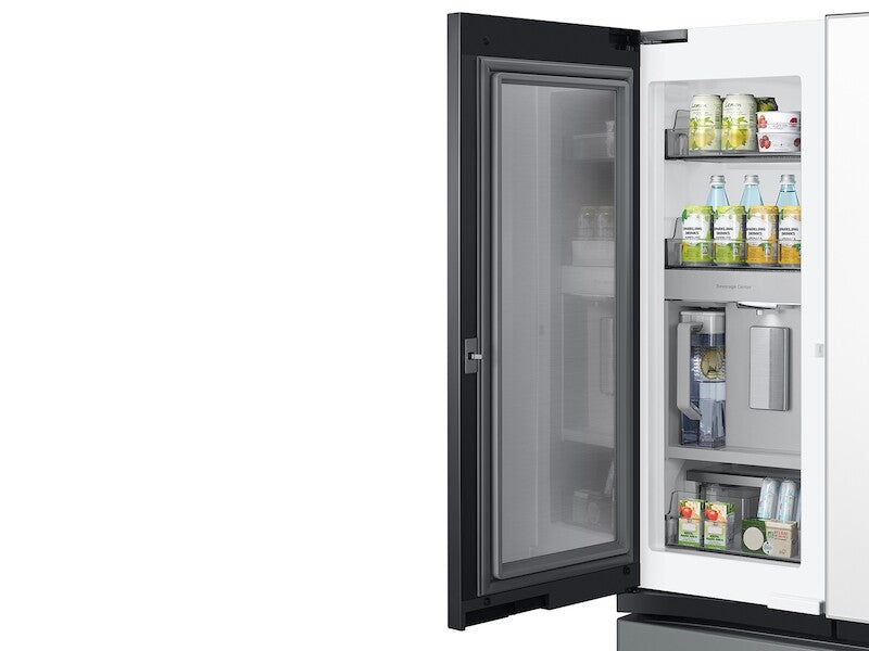 Samsung Bespoke 3-Door French Door Refrigerator (30 cu. ft.) ? with Top Left and Family Hub™ Panel in White Glass - and Matte Grey Glass Bottom Door Panel - Other (RF30BB69006MAA)