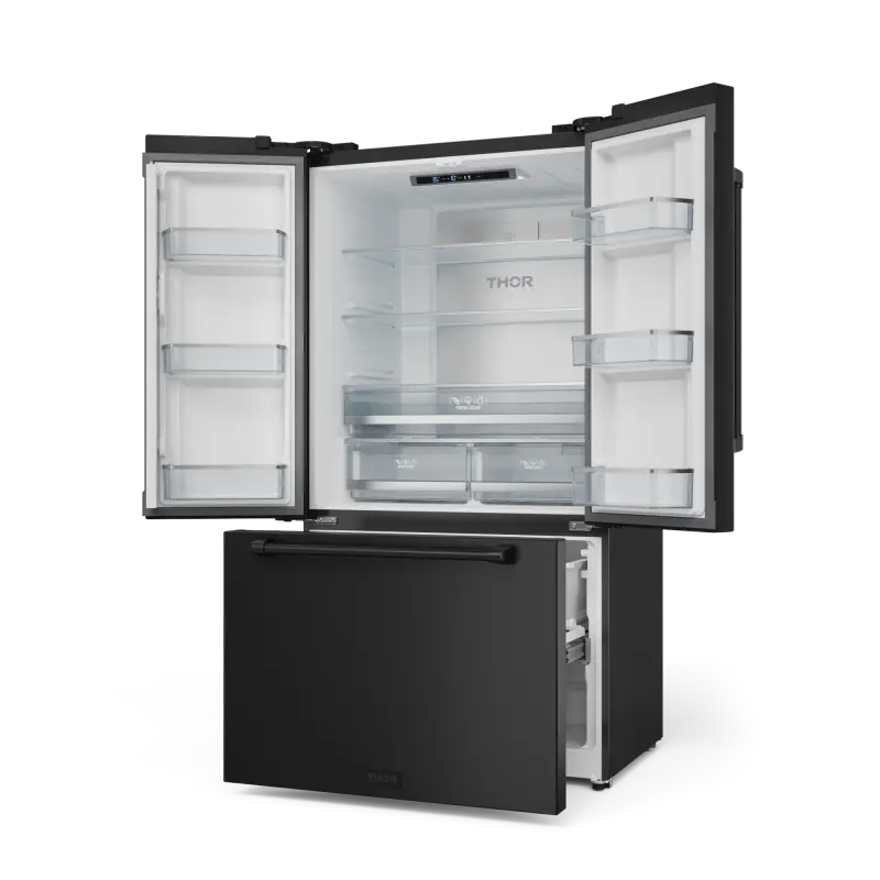 Thor Kitchen 36 Inch 20.3 Cu Ft French Door Counter Depth Refrigerator With Ice Maker In Black Gordon Ramsay Series - Black (RF3621CTD00)