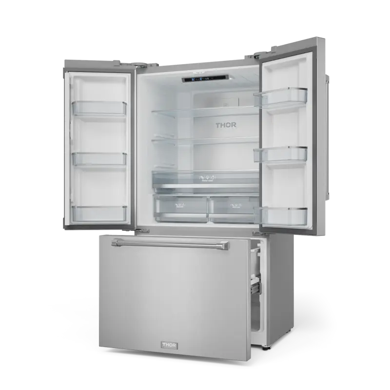 THOR KITCHEN 36 Inch 20.3 Cu Ft French Door Counter Depth Refrigerator With Ice Maker In Stainless Steel Gordon Ramsay Series - Stainless Steel (RF3621CTD99)