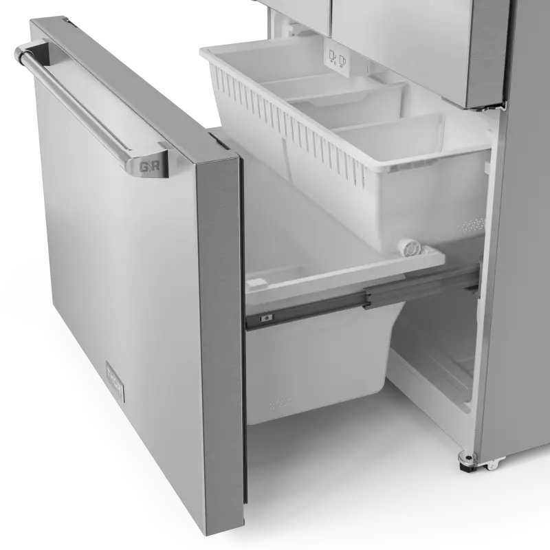 THOR KITCHEN 36 Inch 20.3 cu ft French Door Counter Depth Refrigerator with Ice Maker in Stainless Steel | Gordon Ramsay Series - Other (RF3621CTD99)