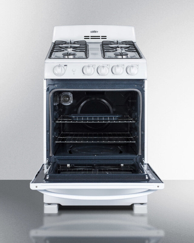 SUMMIT 24" Wide Gas Range - White (RG244WS)