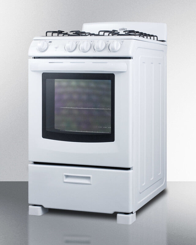 SUMMIT 24" Wide Gas Range - White (RG244WS)