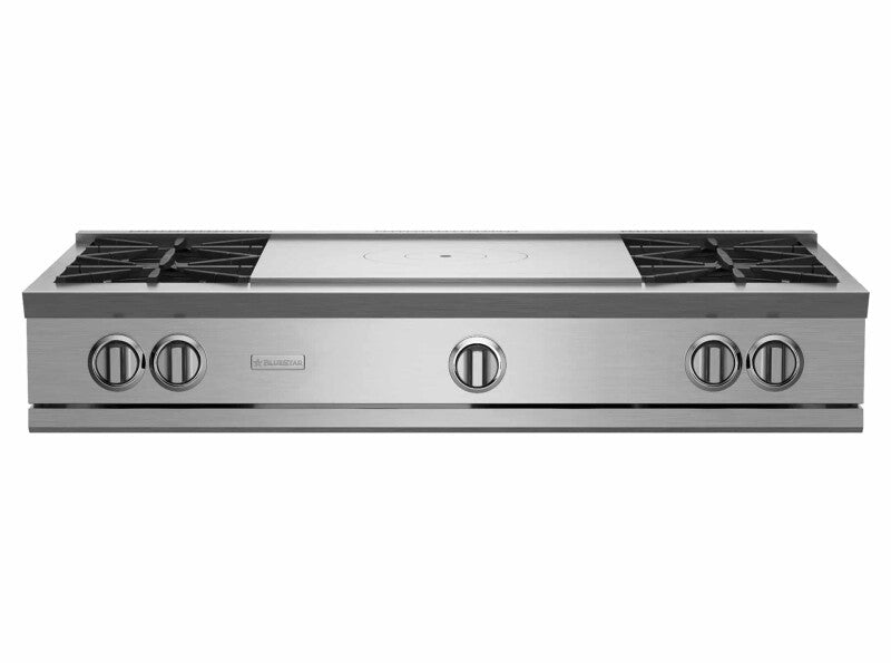 BlueStar 48″ RNB Rangetop with 24″ French Top - Stainless Steel (RGTNB484FTBV2)