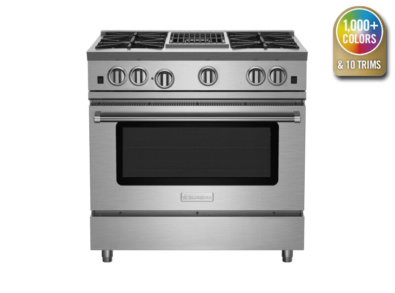 BlueStar 36″ Nova (RNB) Series Range with 12″ Charbroiler - Stainless Steel (RNB364CBV2)
