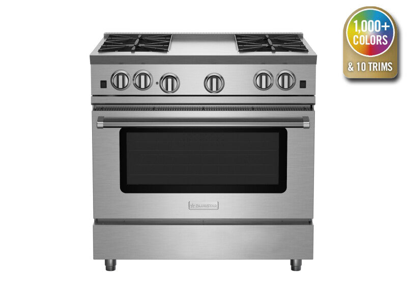 BLUESTAR 36″ Nova (RNB) Series Range with 12″ Griddle - Stainless Steel (RNB364GV2)
