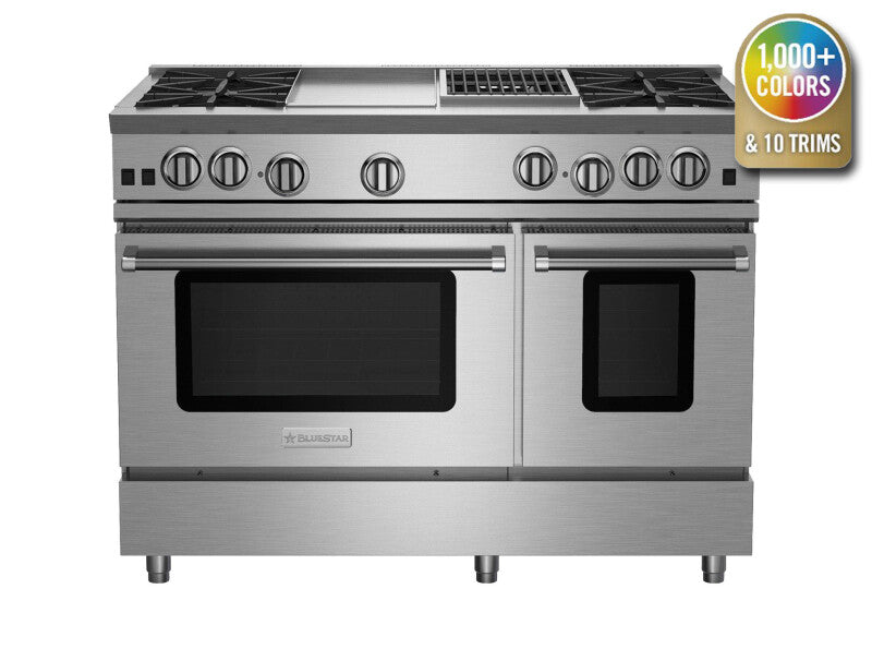BlueStar 48″ Nova (RNB) Series Range with 12″ Griddle & Charbroiler - Stainless Steel (RNB484GCBV2)