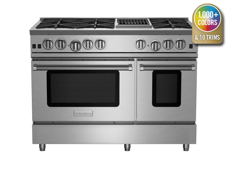 BlueStar 48″ Nova (RNB) Series Range with 12″ Charbroiler - Stainless Steel (RNB486CBV2)