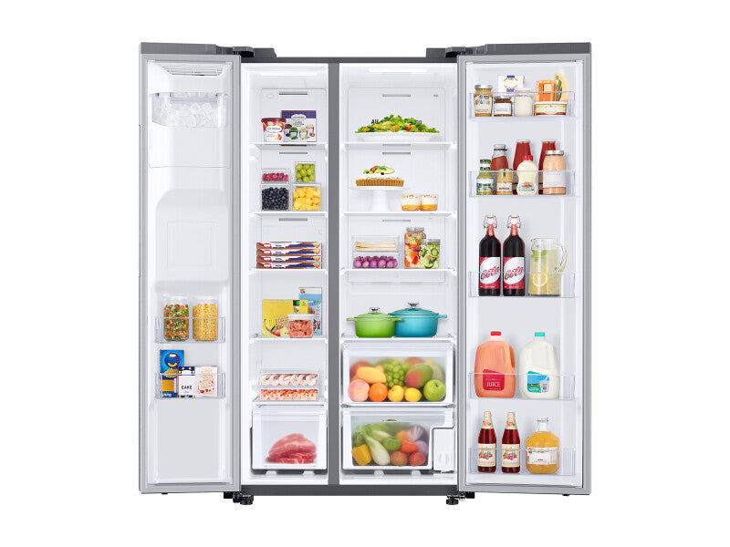 Samsung 27.4 cu. ft. Large Capacity Side-by-Side Refrigerator in Stainless Steel - Fingerprint Resistant Stainless Steel (RS27T5200SRAA)