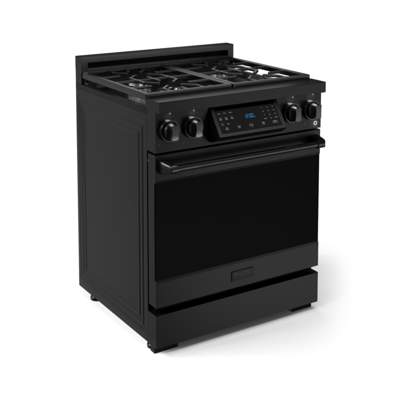Thor Kitchen 30 Inch Professional Gas Range With Tilt Panel Touch Control In Black Gordon Ramsay Series - Black (RSG30B)
