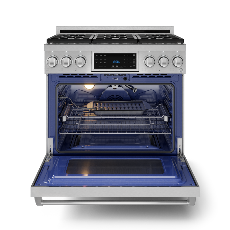 THOR KITCHEN 36 Inch Professional Gas Range With Tilt Panel Touch Control In Stainless Steel Gordon Ramsay Series - Stainless Steel (RSG36)