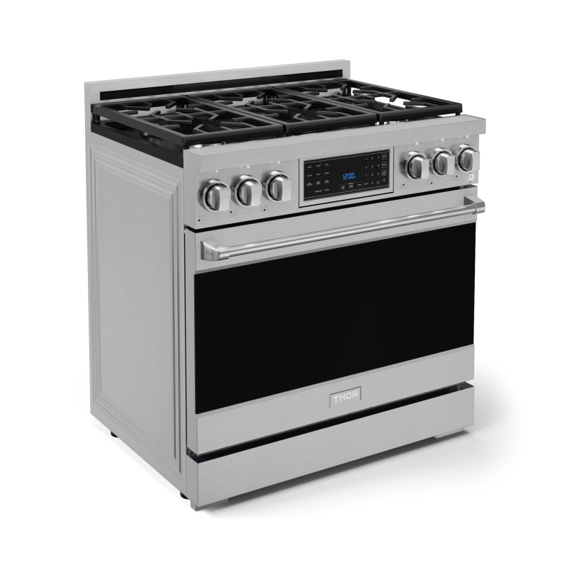 THOR KITCHEN 36 Inch Professional Gas Range With Tilt Panel Touch Control In Stainless Steel Gordon Ramsay Series - Stainless Steel (RSG36)