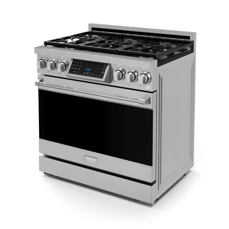 THOR KITCHEN 36 Inch Professional Gas Range With Tilt Panel Touch Control In Stainless Steel Gordon Ramsay Series - Stainless Steel (RSG36)