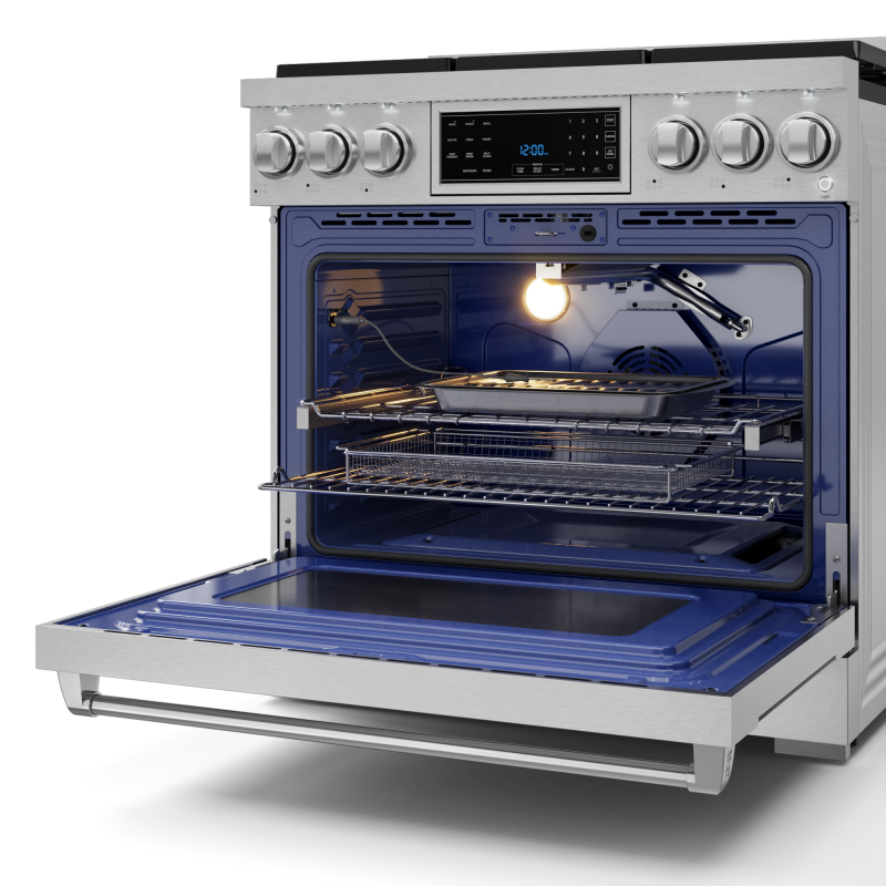 THOR KITCHEN 36 Inch Professional Gas Range With Tilt Panel Touch Control In Stainless Steel Gordon Ramsay Series - Stainless Steel (RSG36)