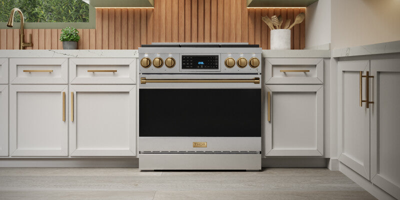 THOR KITCHEN 36 Inch Professional Gas Range With Tilt Panel Touch Control In Stainless Steel Gordon Ramsay Series - Stainless Steel (RSG36)