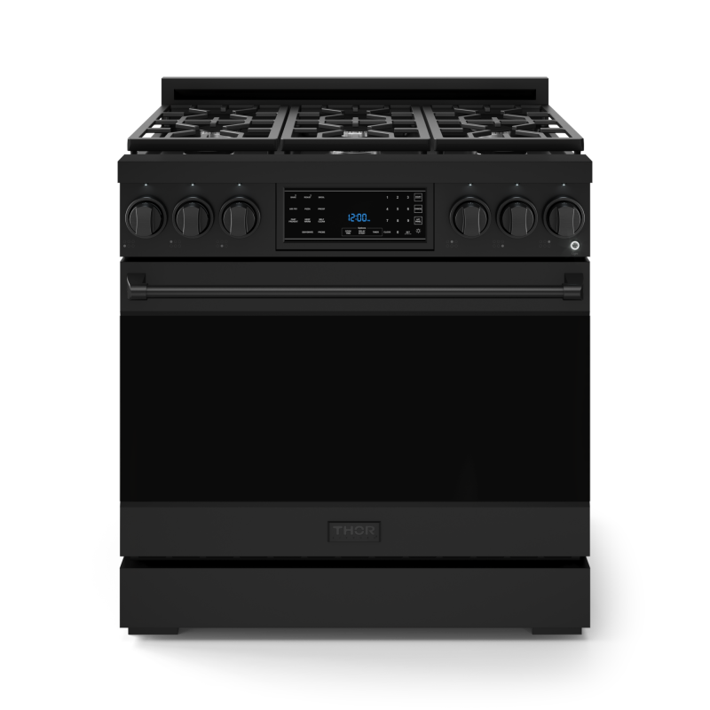 THOR KITCHEN 36 Inch Professional Lp Range With Tilt Panel Touch Control In Black Gordon Ramsay Series - Black (RSG36BLP)