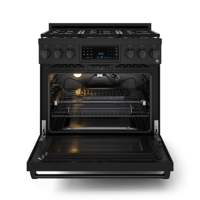 Thor Kitchen 36 Inch Professional Lp Range With Tilt Panel Touch Control In Black Gordon Ramsay Series - Black (RSG36BLP)