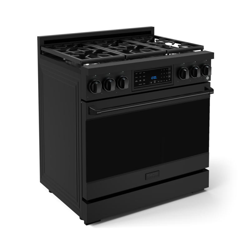 Thor Kitchen 36 Inch Professional Lp Range With Tilt Panel Touch Control In Black Gordon Ramsay Series - Black (RSG36BLP)