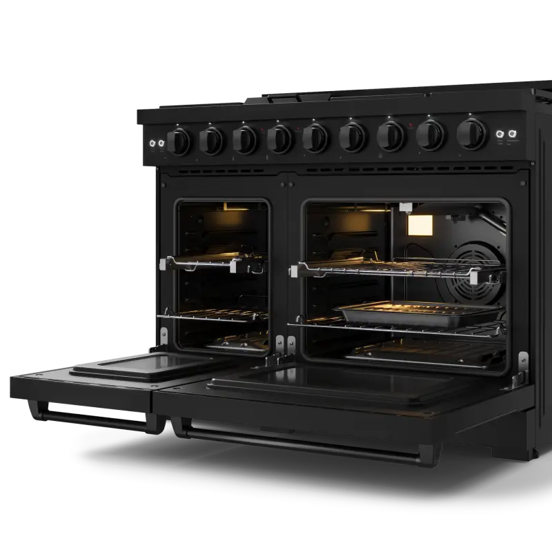 THOR KITCHEN 48 Inch Professional Gas Range With Pro-style Knobs In Black Gordon Ramsay Series - Black (RSG48EB)