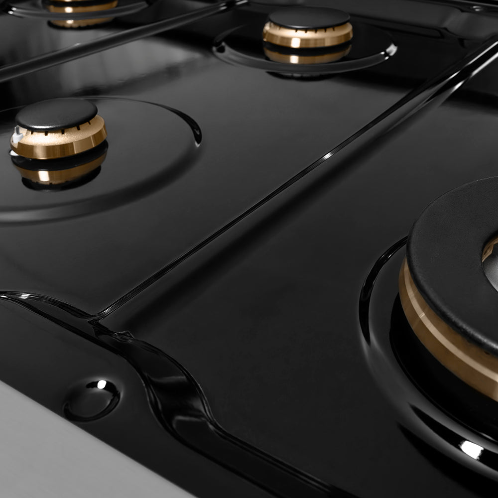 ZLINE Autograph Edition 36 In. Classic Gas Rangetop With 6 Burners And Porcelain Cooktop In Stainless Steel With Matte Black Accents - Stainless Steel (RTZ36MB)