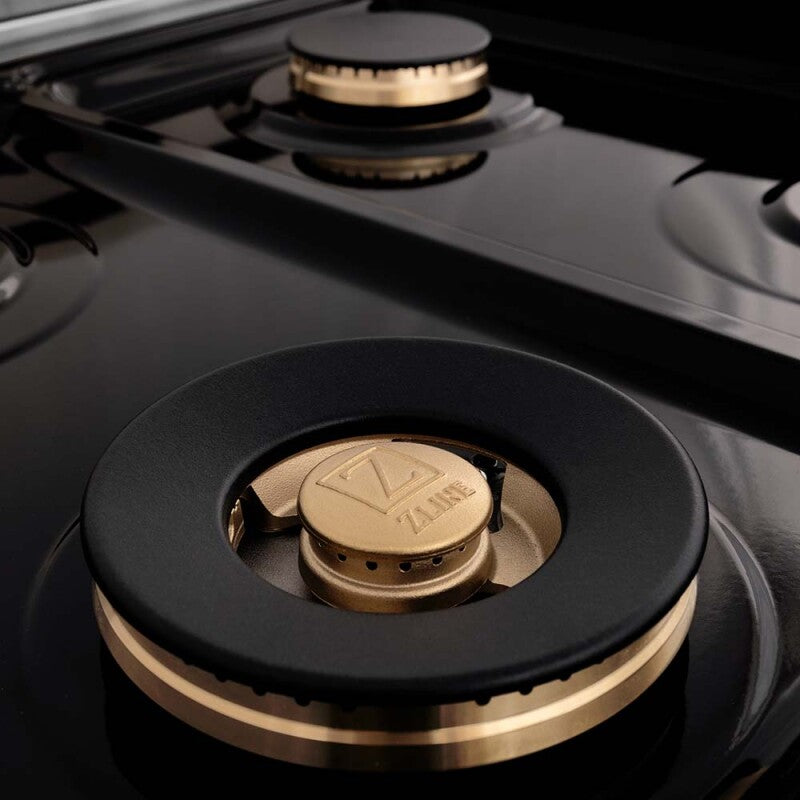 ZLINE Autograph Edition 48" Porcelain Rangetop with 7 Gas Burners and Champagne Bronze Accents - Stainless Steel (RTZ48CB)