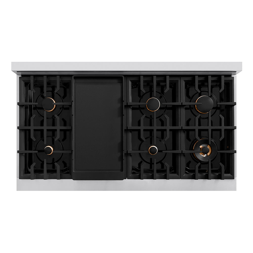 ZLINE Autograph Edition 48 In. Classic Gas Rangetop With 8 Burners And Porcelain Cooktop In Stainless Steel With Champagne Bronze Accents - Stainless Steel (RTZ48CB)