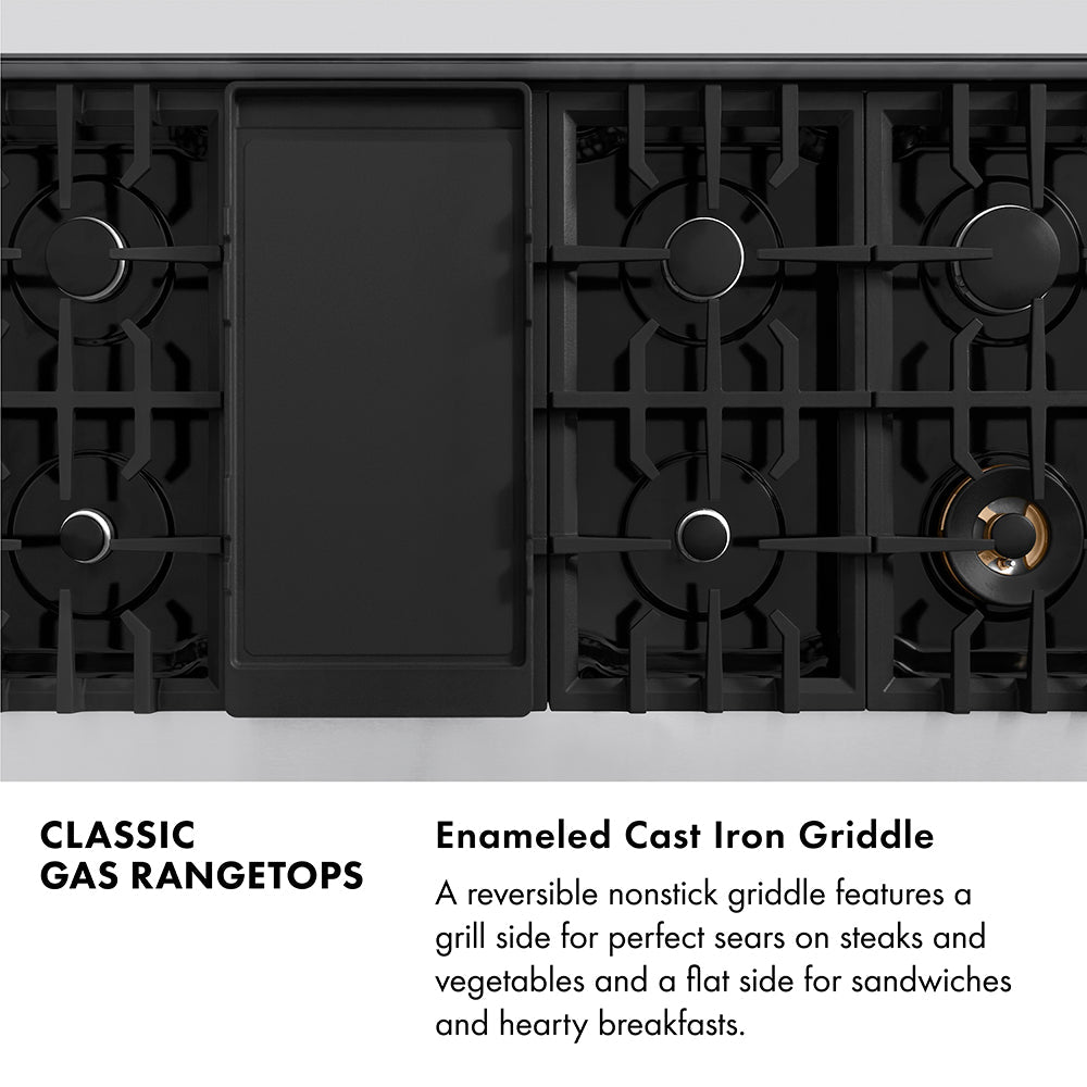 ZLINE Autograph Edition 48 In. Classic Gas Rangetop With 8 Burners And Porcelain Cooktop In Stainless Steel With Champagne Bronze Accents - Stainless Steel (RTZ48CB)