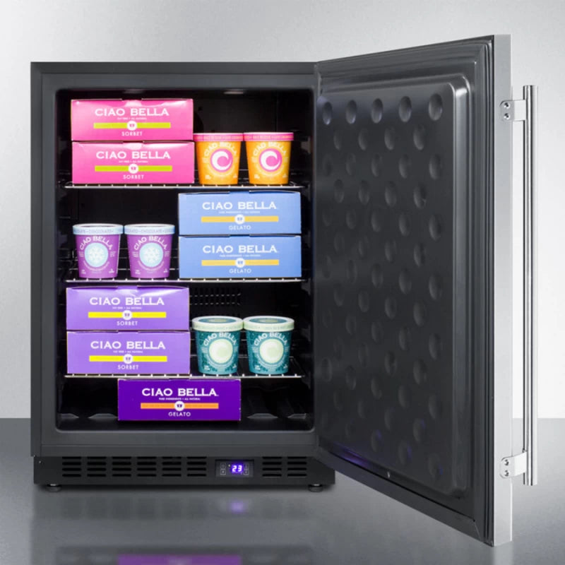 SUMMIT 24" Wide Built-In All-Freezer - Stainless Steel/Black (SCFF53BSS)