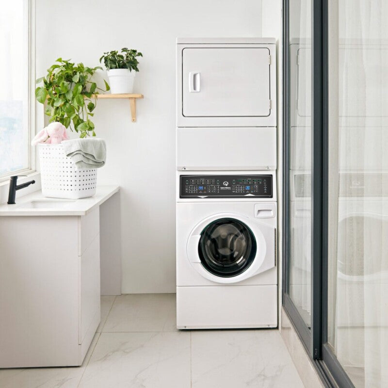 Speed Queen SF7 Stacked White Washer ? Gas Dryer with Pet Plus - White (SF7007WG)