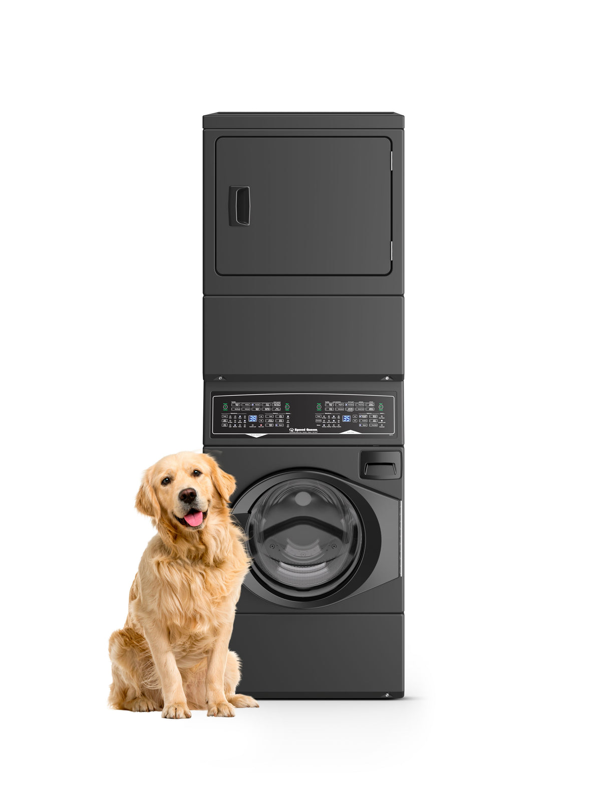 Speed Queen SF7 Stacked Washer ? Electric Dryer with Pet Plus™ - Matte Black (SF7008BE)