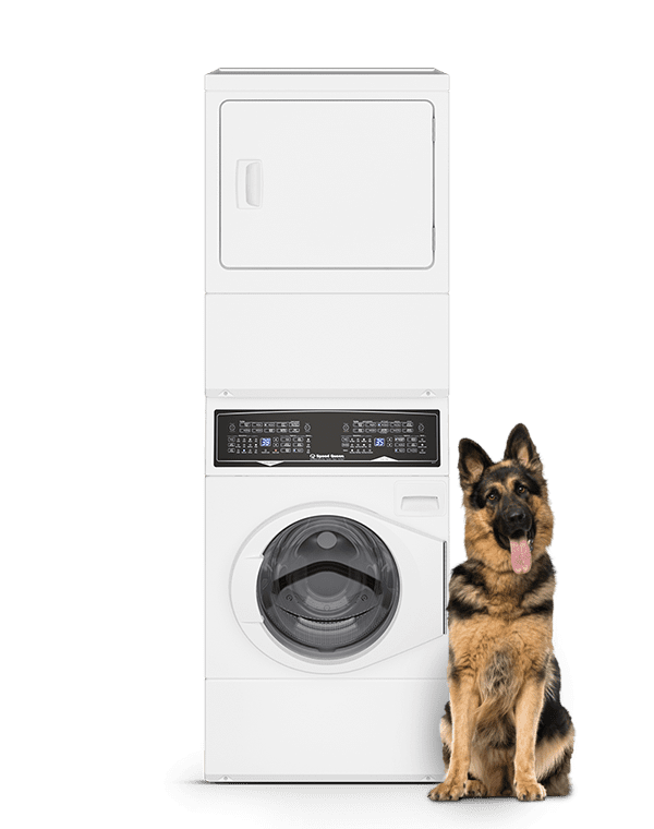 Speed Queen SF7 Stacked White Washer ? Gas Dryer with Pet Plus™ - White (SF7008WG)