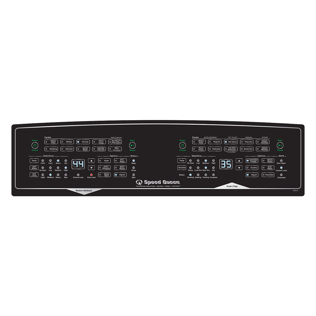 Speed Queen SF7 Stacked White Washer ? Gas Dryer with Pet Plus™ - White (SF7008WG)