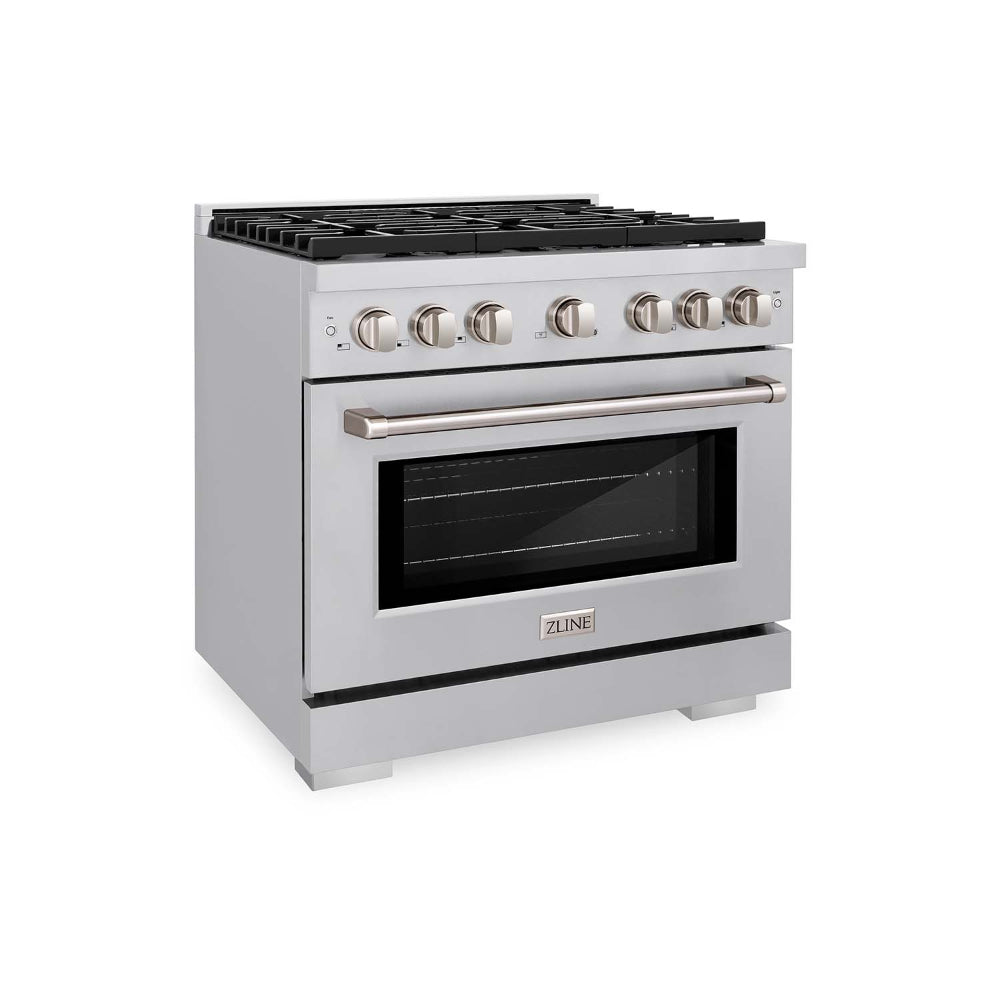 ZLINE 36in. 5.2 cu. ft. 6 Burner Gas Range with Convection Gas Oven in Stainless Steel - Stainless Steel (SGR36)