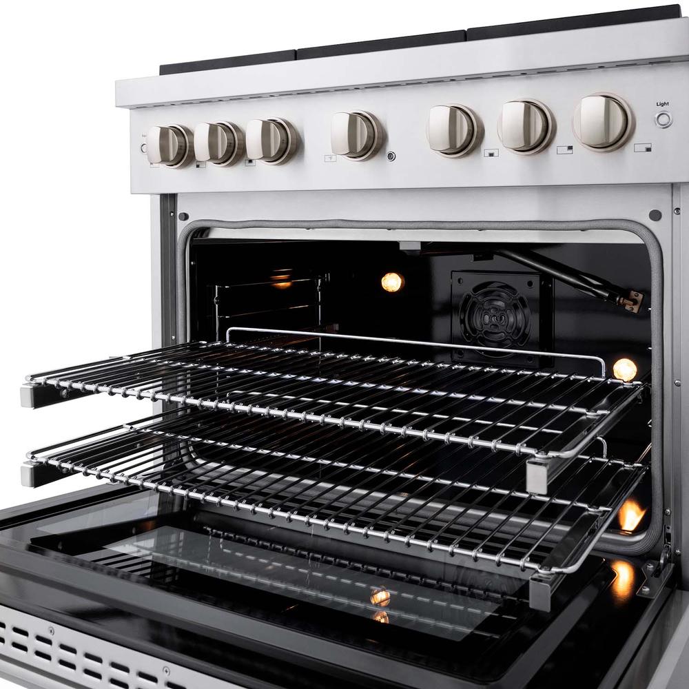ZLINE 36in. 5.2 cu. ft. 6 Burner Gas Range with Convection Gas Oven in Stainless Steel - Stainless Steel (SGR36)