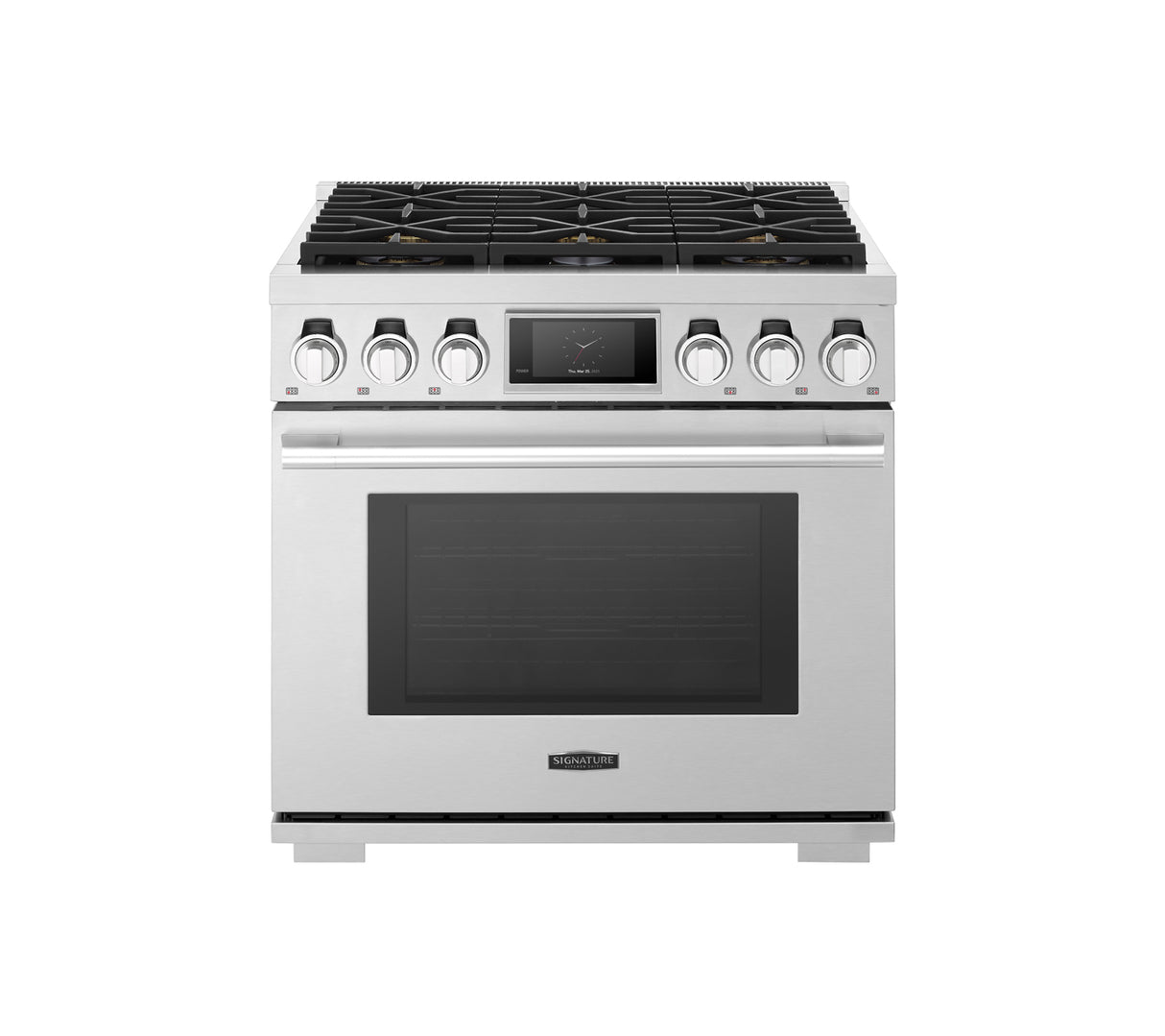 Signature Kitchen Suite 36-inch Dual-Fuel Pro Range with Six Burners - Stainless Steel (SKSDR360S)