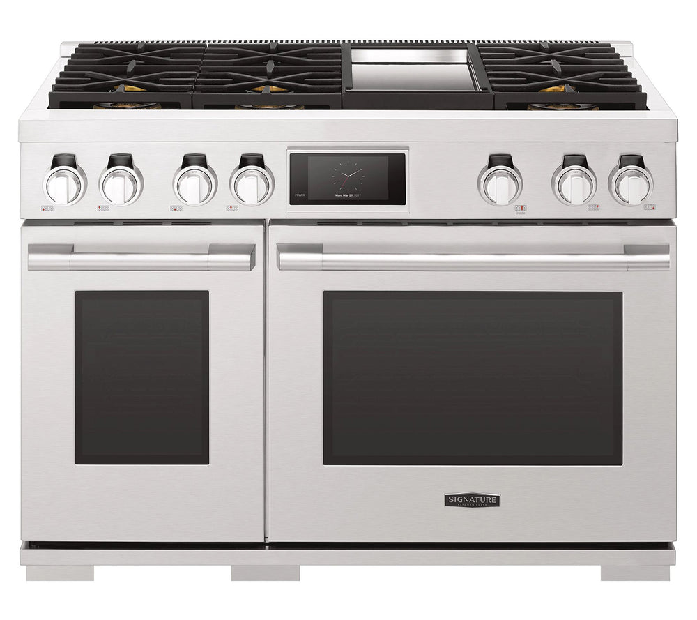 SIGNATURE KITCHEN SUITE 48-inch Dual-Fuel Pro Range with 6 Burners and Griddle - Stainless Steel (SKSDR480GS)