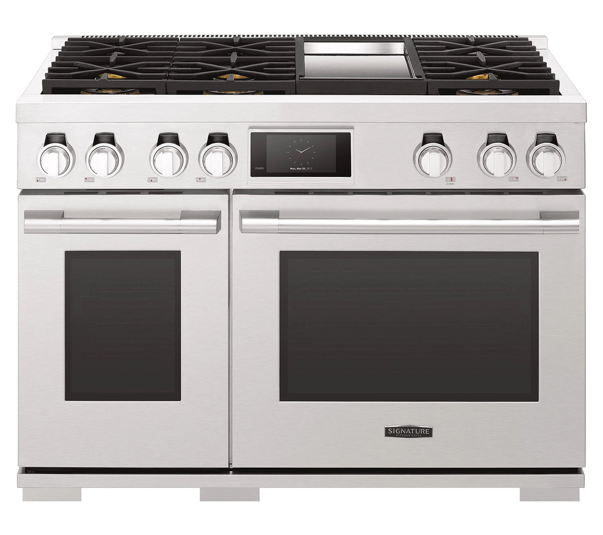 SIGNATURE KITCHEN SUITE 48-inch Dual-Fuel Pro Range with 6 Burners and Griddle - Stainless Steel (SKSDR480GS)