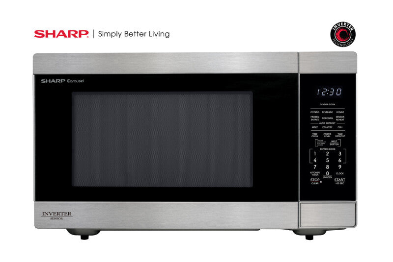 Sharp 2.2 cu. ft. 1200W Stainless Steel Countertop Microwave Oven with Inverter Technology - Stainless Steel (SMC2266KS)