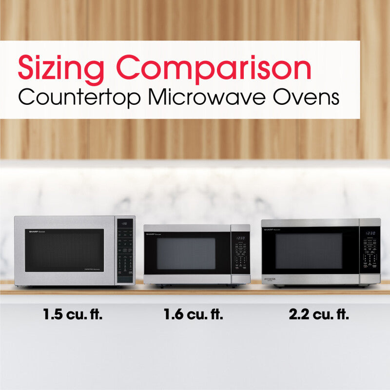 Sharp 2.2 cu. ft. 1200W Stainless Steel Countertop Microwave Oven with Inverter Technology - Stainless Steel (SMC2266KS)