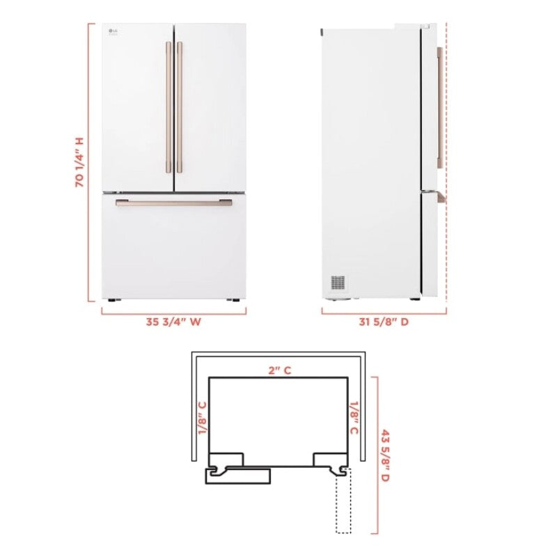 LG Studio LG STUDIO 27 cu. ft. Smart Counter-Depth MAX™ French Door Refrigerator - Essence White (SRFB27W3)