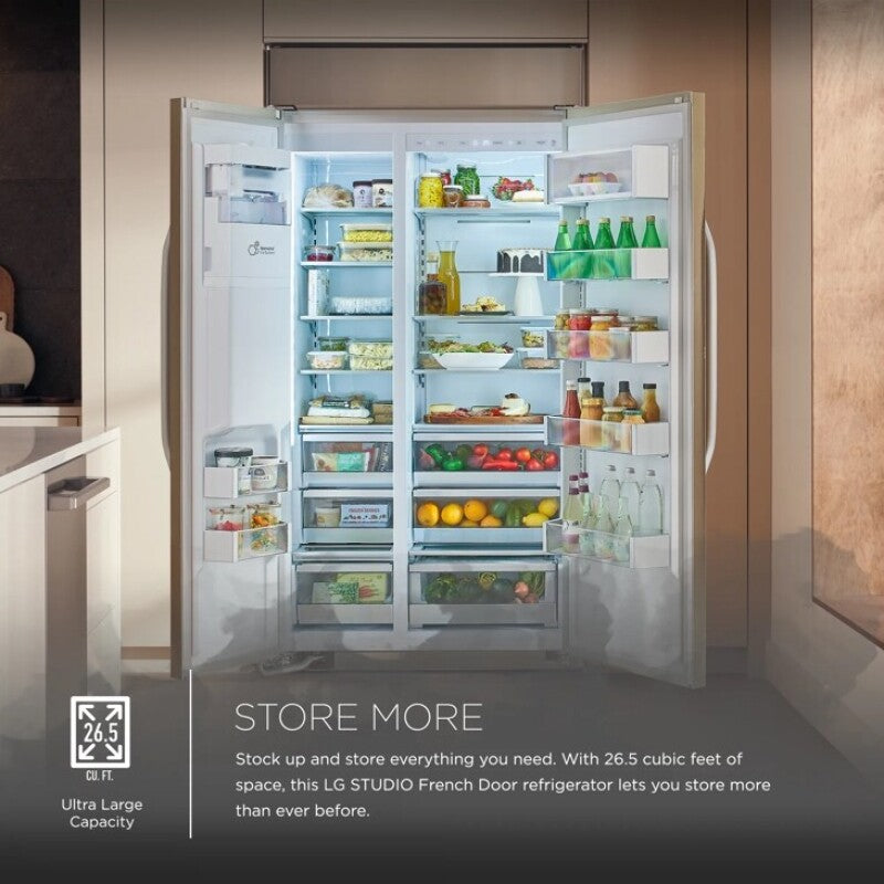 LG Studio 26 Cu. Ft. Smart Side-by-side Built-in Refrigerator With Ice & Water Dispenser - Stainless Steel (SRSXB2622S)