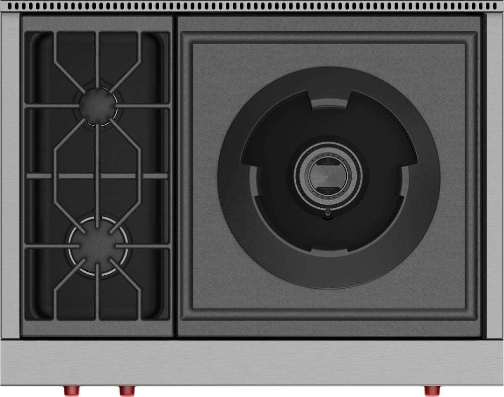 Wolf 36" Sealed Burner Rangetop - 2 Burners and Wok Burner - Stainless Steel (SRT362W)