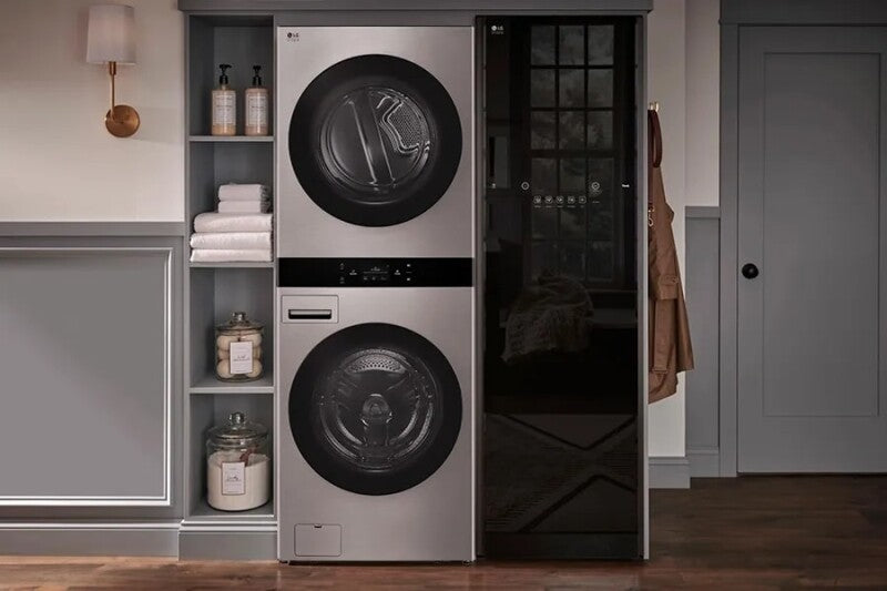 LG Studio Washtower™ Smart Front Load 5.0 Cu. Ft. Washer And 7.4 Cu. Ft. Gas Dryer With Center Control® - Noble Steel (SWWG50N3)