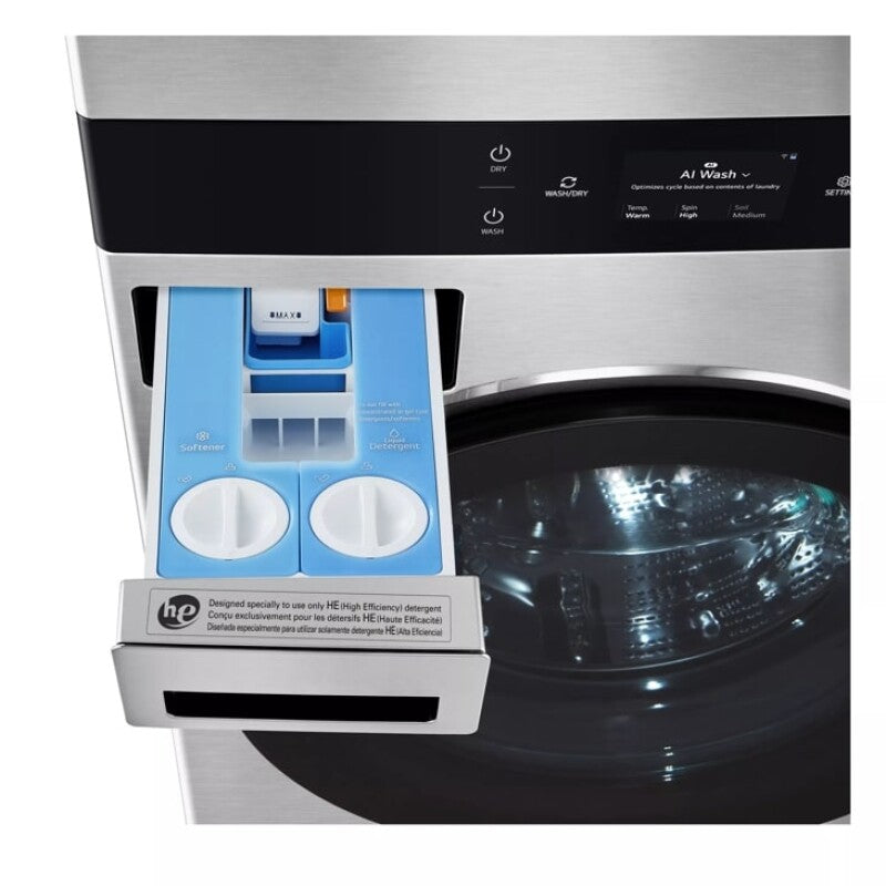 LG Studio Washtower™ Smart Front Load 5.0 Cu. Ft. Washer And 7.4 Cu. Ft. Gas Dryer With Center Control® - Noble Steel (SWWG50N3)