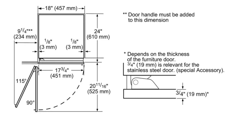 Thermador Built-in Freezer Column 18"  External Ice & Water Dispenser  Left Hinge - Panel Ready (T18ID905LP)